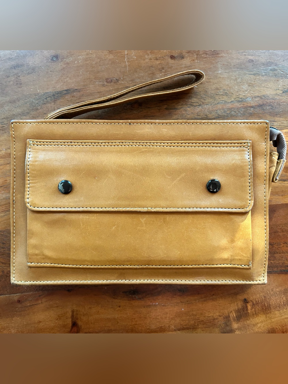 Vintage R.O.N.A. Go Anywhere Tan Leather Wristlet